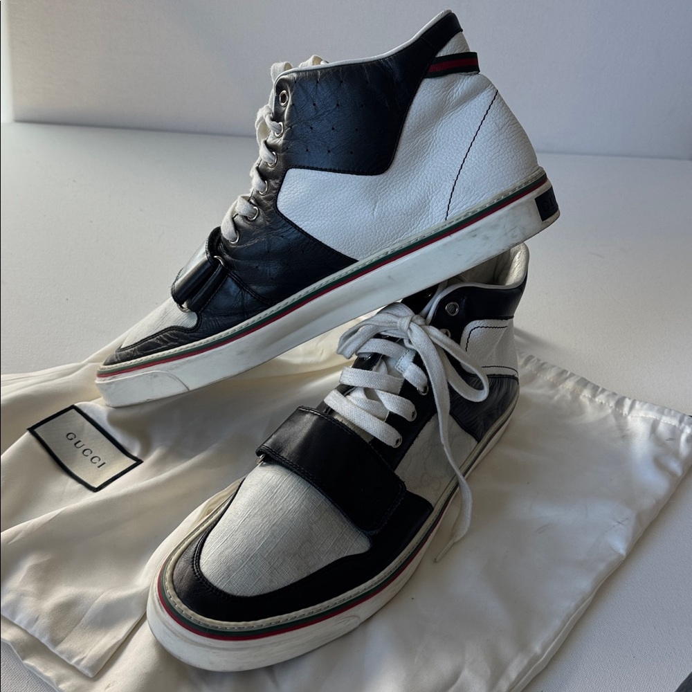 Gucci Black and White High-Top Sneakers